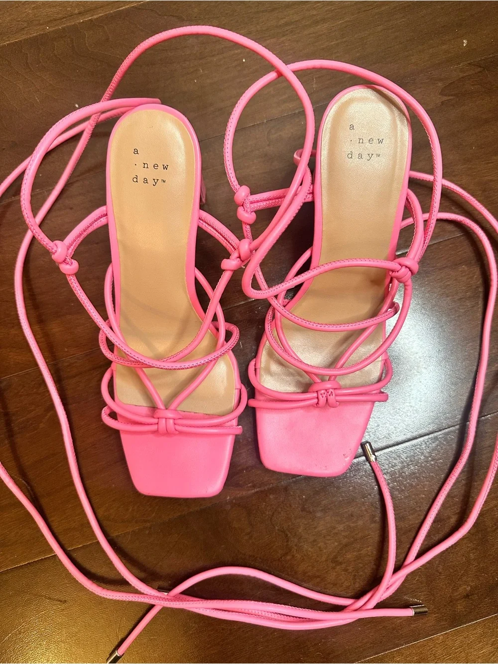 a new day Hot Pink Lace-Up Strappy Heeled Sandals